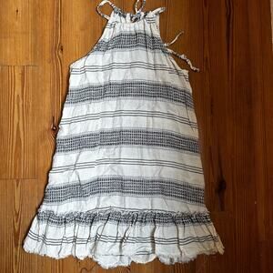 Bella Dahl‎ white black striped linen tank dress SIZE M
